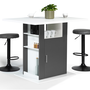 Voir la diapositive 1 : ID MARKET Ilot central UGO 110 cm bois blanc et gris avec rangements
