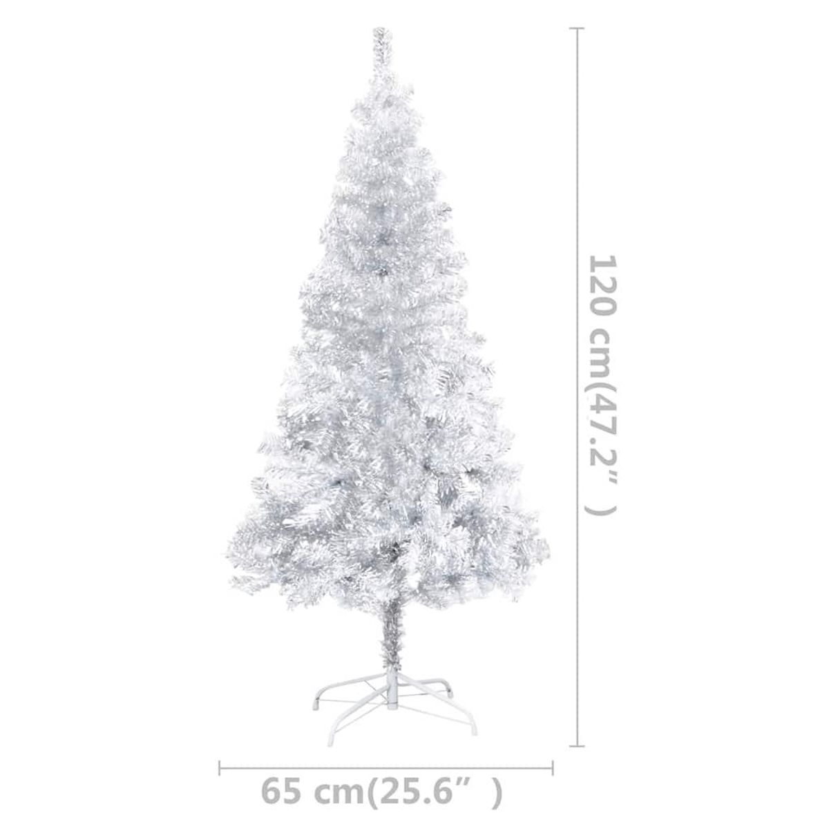 VIDAXL Arbre de Noël artificiel pre-eclaire/boules argente 120 cm PET