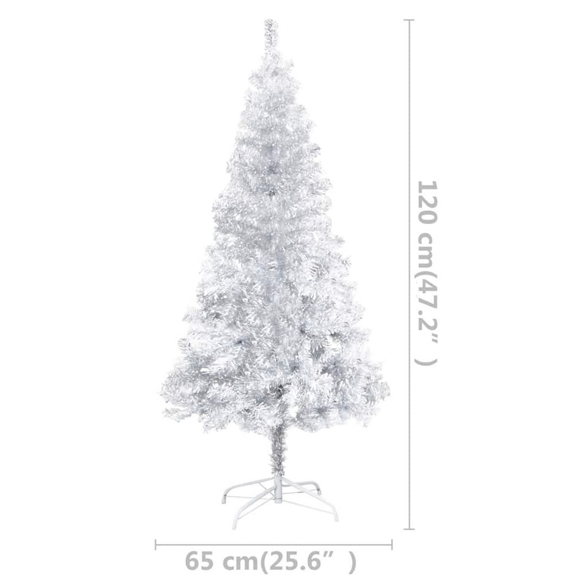 VIDAXL Arbre de Noël artificiel pre-eclaire/boules argente 120 cm PET