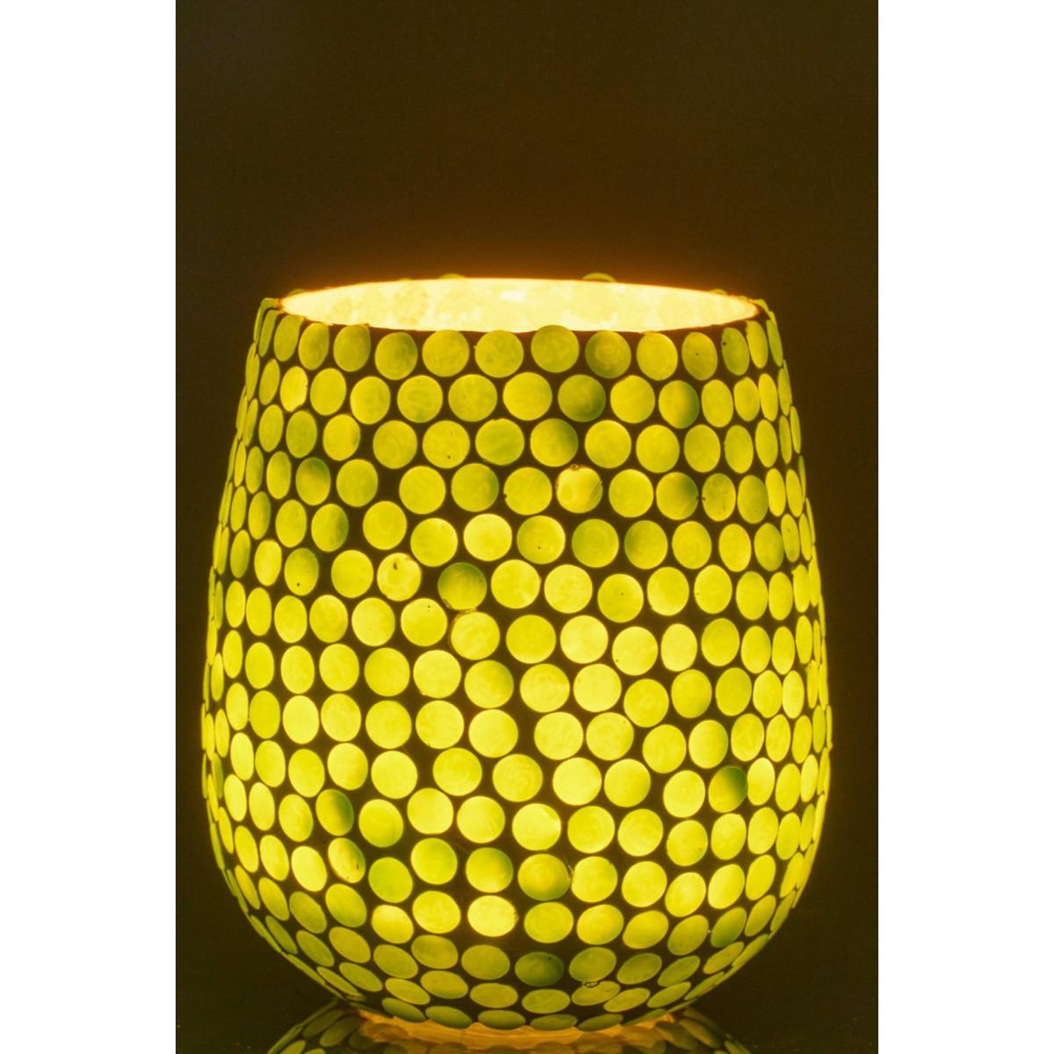 Voir la diapositive 3 : J-LINE Photophore mosaïque en verre  burl  12cm vert