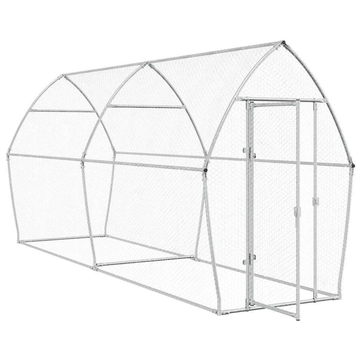 VIDAXL Cage pour poules argente 400x105x182 cm acier galvanise