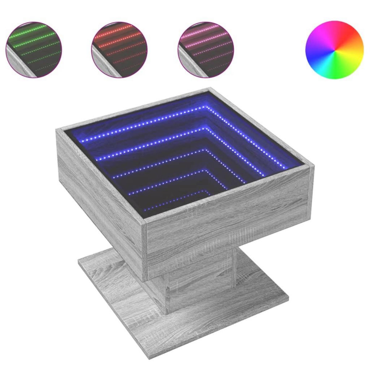 VIDAXL Table basse avec LED sonoma gris 50x50x45 cm bois d'ingenierie