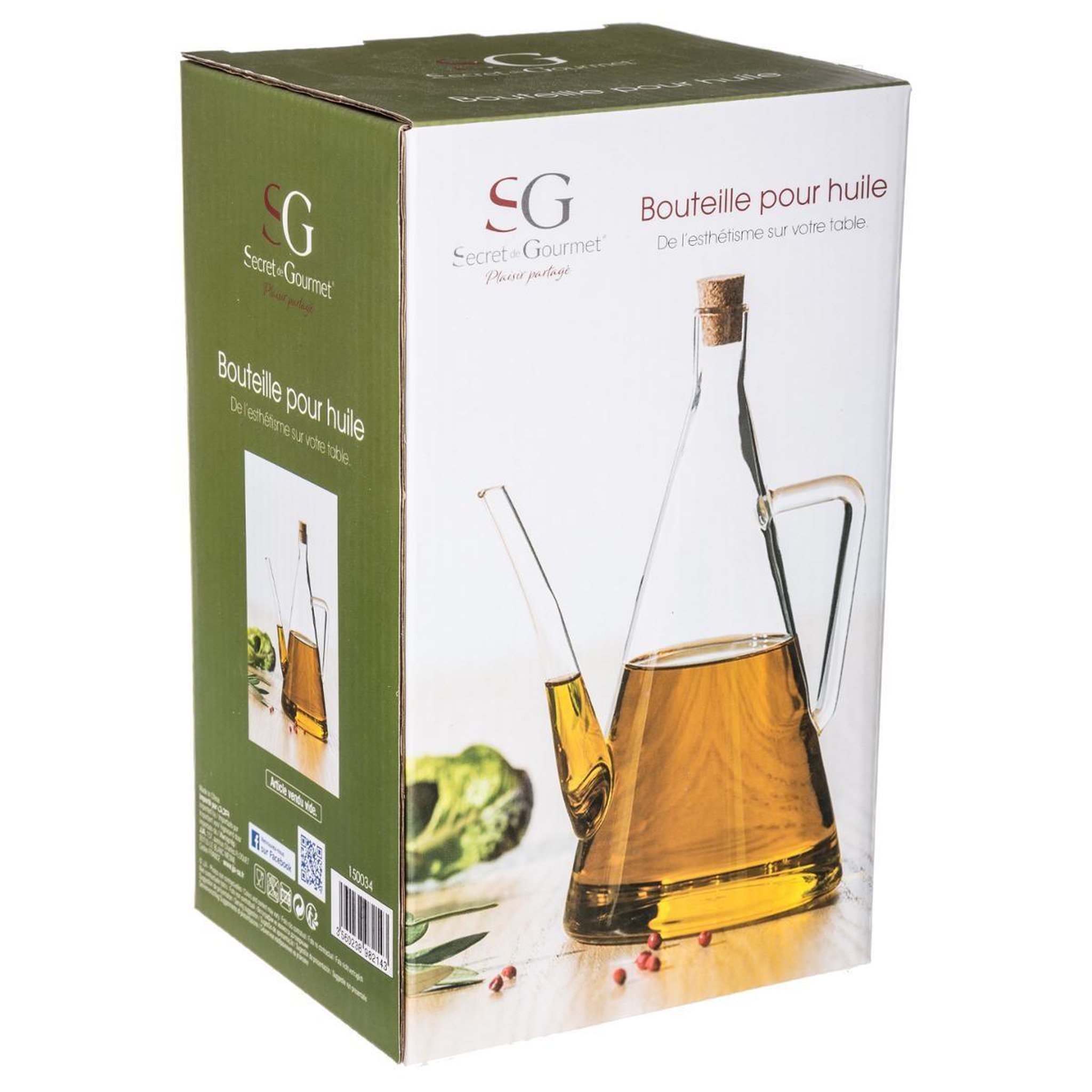Voir la diapositive 2 : FIVE Bouteille vide huile d'olive  triangle  51cl