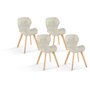 Lot de 4 chaises en tissu style scandinave pieds bois massif GAYA