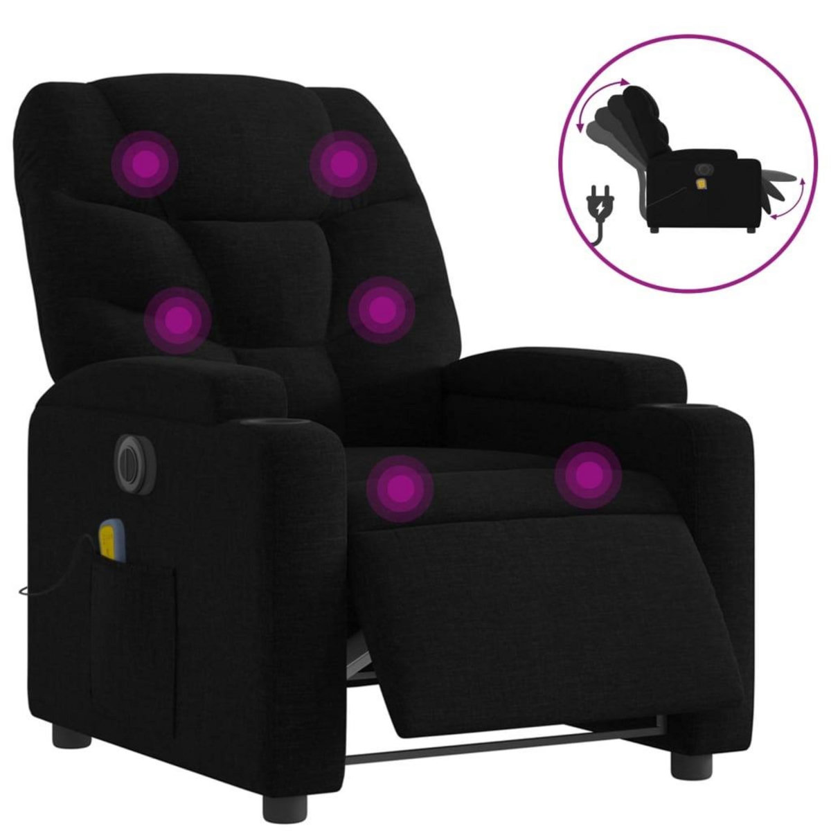 VIDAXL Fauteuil de massage inclinable electrique Noir Tissu