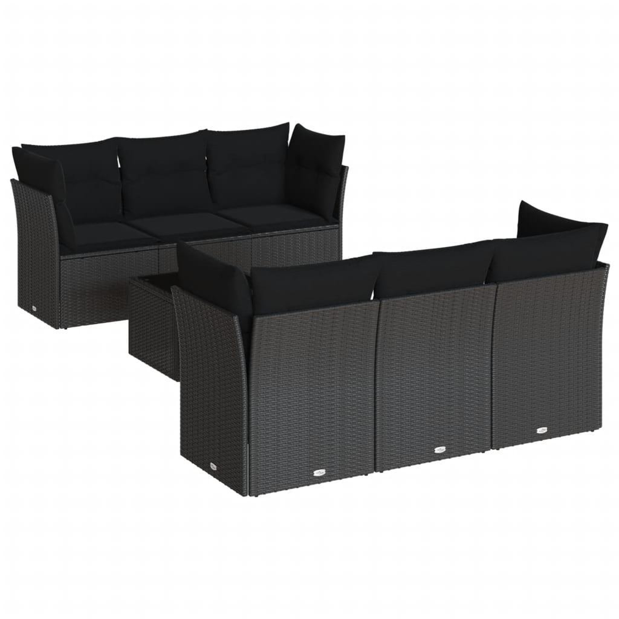 Voir la diapositive 2 : VIDAXL Salon de jardin 7 pcs avec coussins noir resine tressee