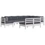 Voir la diapositive 3 : VIDAXL Salon de jardin 9 pcs avec coussins blanc bois de pin massif