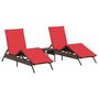 Voir la diapositive 2 : VIDAXL Chaises longues lot de 2 avec table marron resine tressee