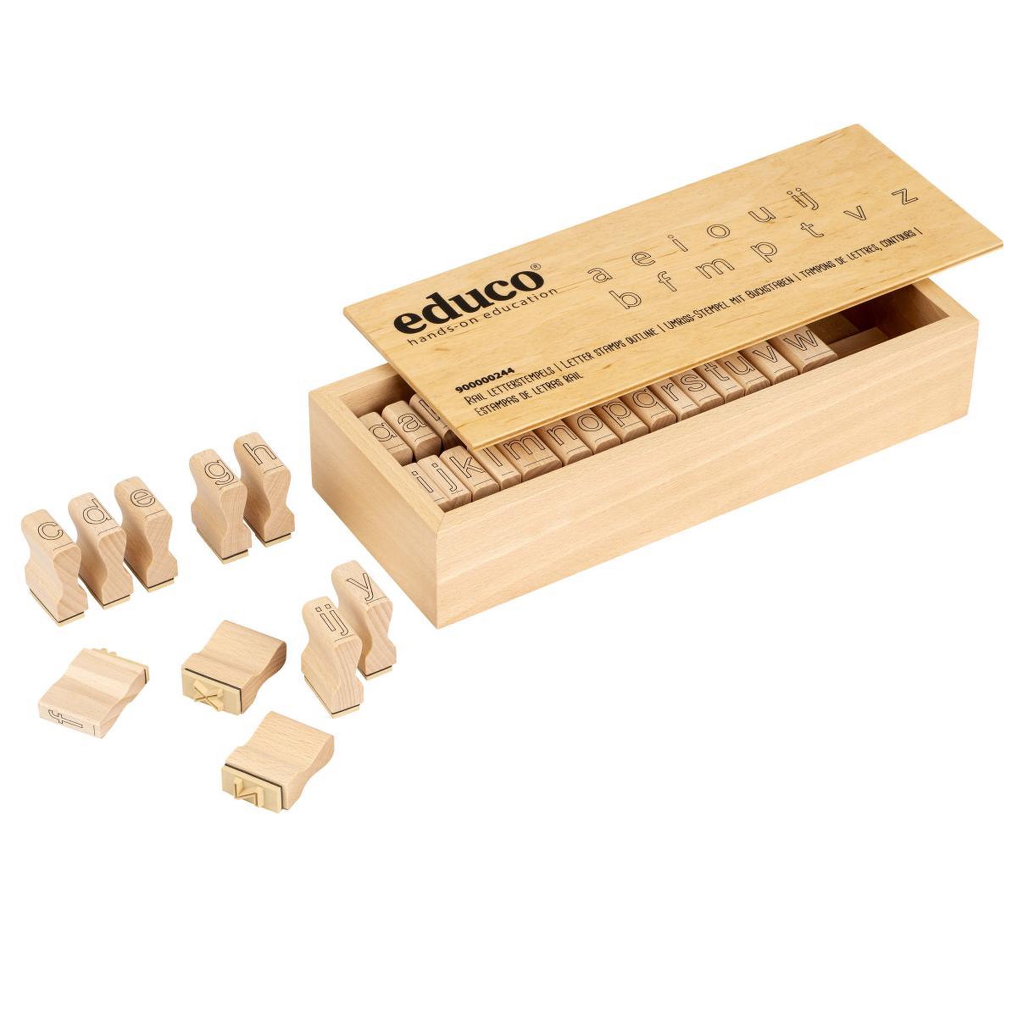 EDUCO Apprendre les langues - tampons de lettres, contours - jeu Montessori