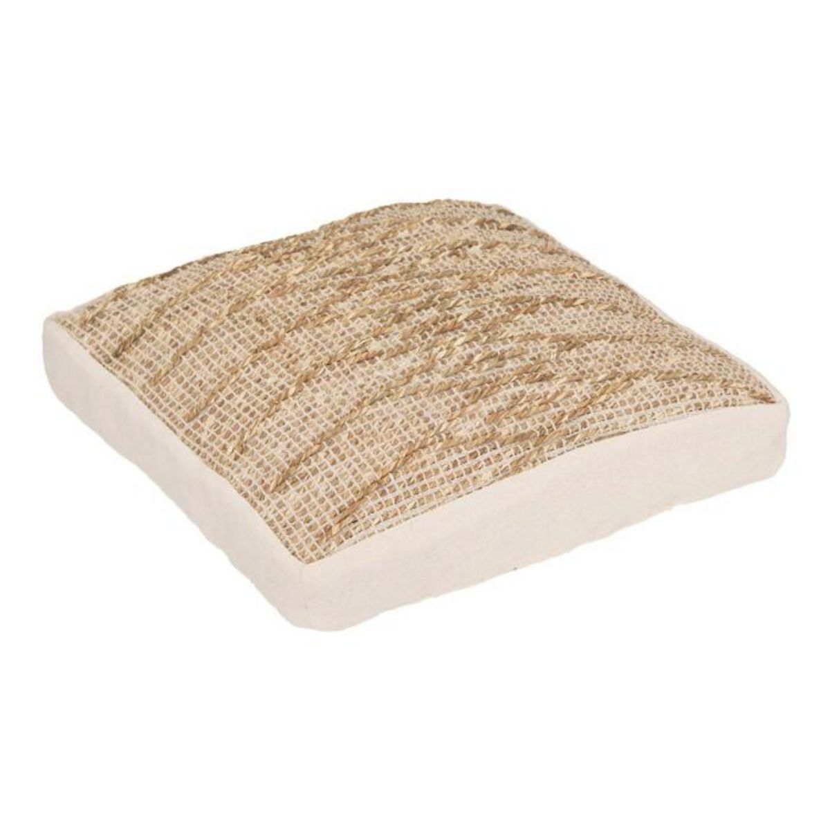 ATMOSPHERA Coussin de Sol Déco  Seav  38x38cm Beige & Blanc