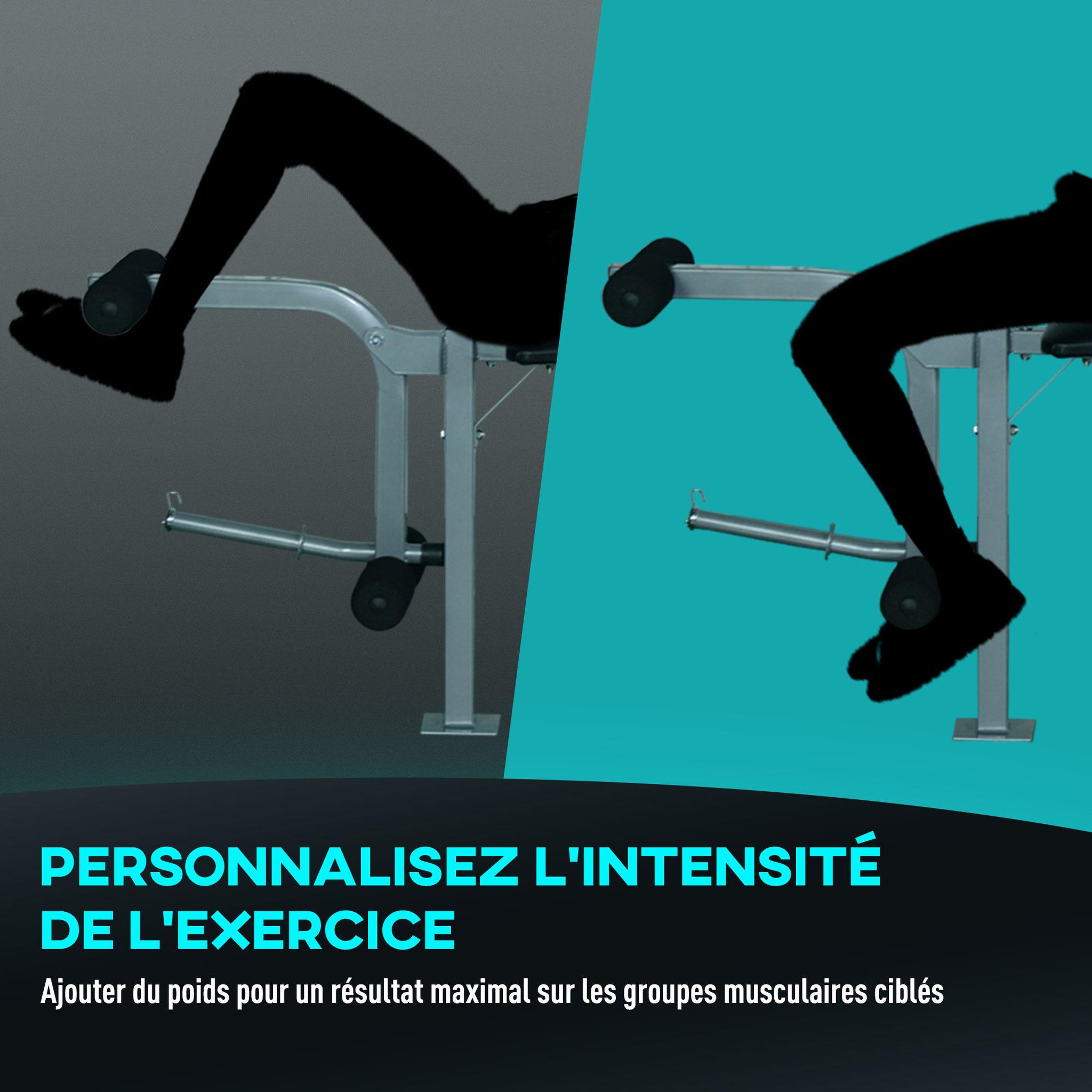 Voir la diapositive 6 : HOMCOM Banc de musculation fitness entrainement complet dossier réglable curler