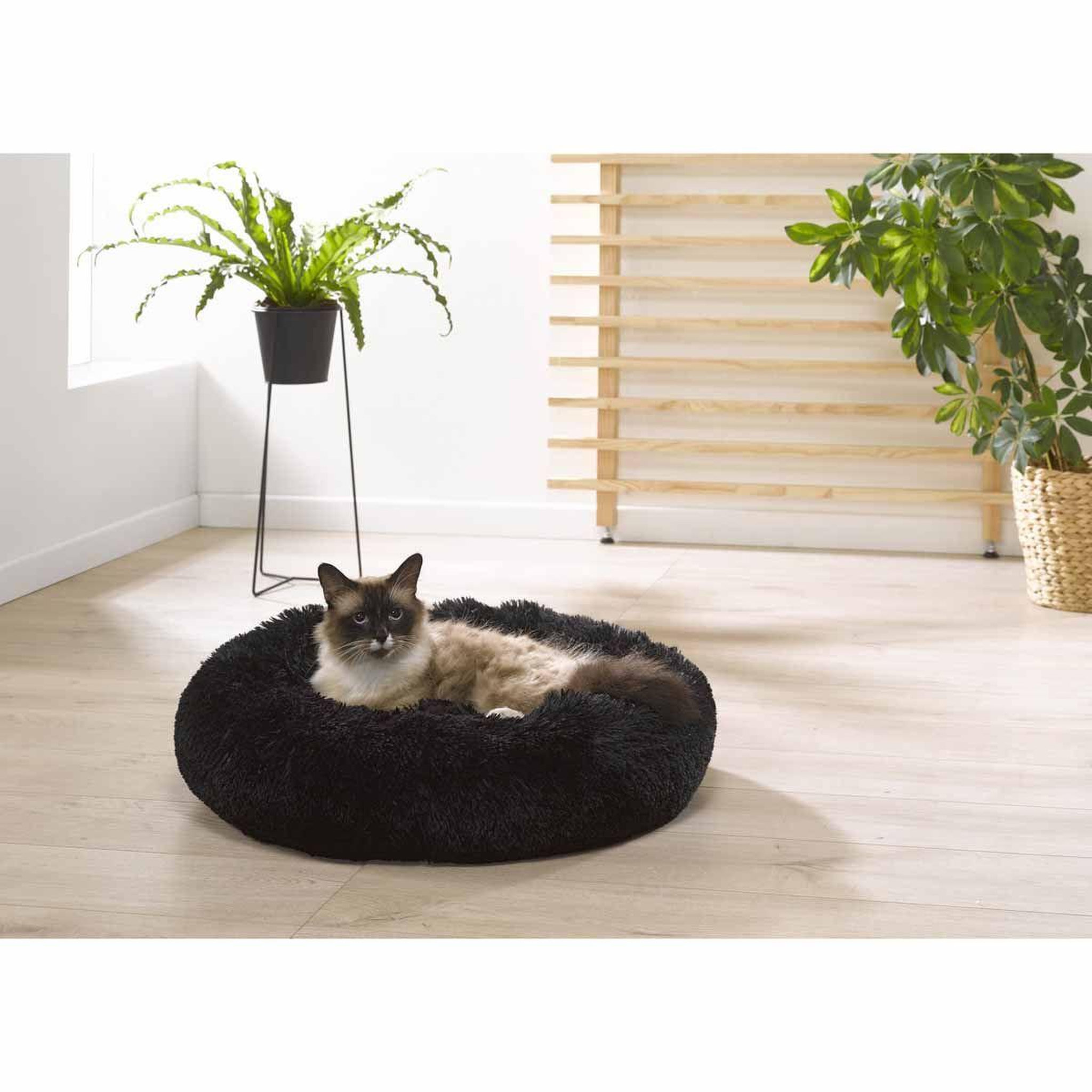 Voir la diapositive 2 : LOVE STORY Panier rond pour chien & chat  fluffy  55cm rose