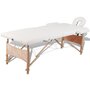 VIDAXL Table de massage pliable Blanc creme 2 zones avec cadre en bois