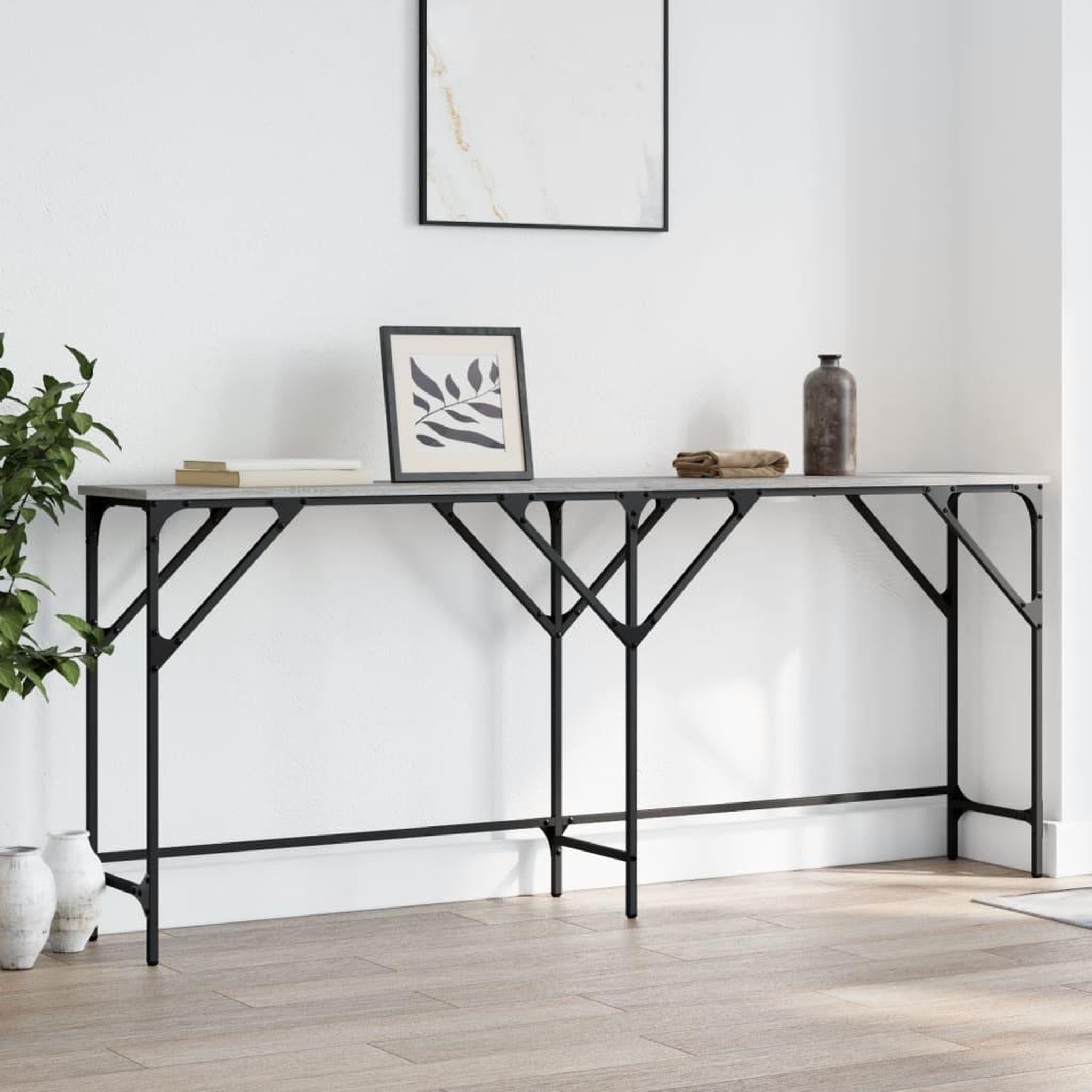 Voir la diapositive 3 : VIDAXL Table console sonoma gris 180x29x75 cm bois d'ingenierie