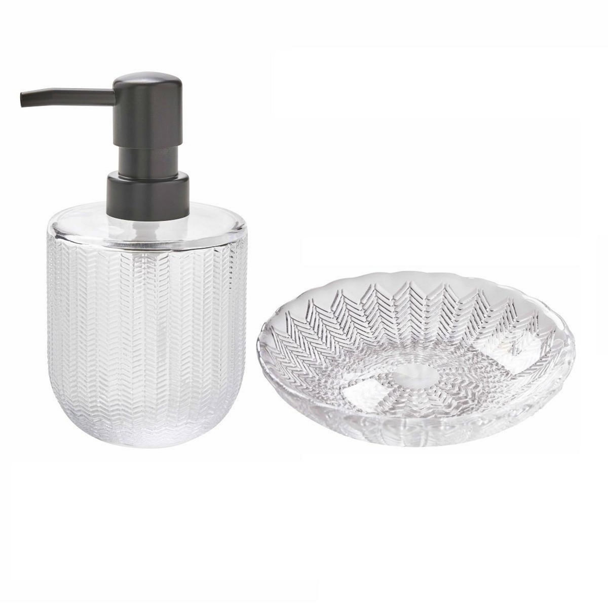 GUY LEVASSEUR Set de salle de bain 9x9x14cm 2 pièces en verre transparent