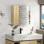 KLEANKIN Armoire miroir de salle de bain - 2 portes, 2 étagères - kit installation murale fourni - panneaux aspect chêne clair