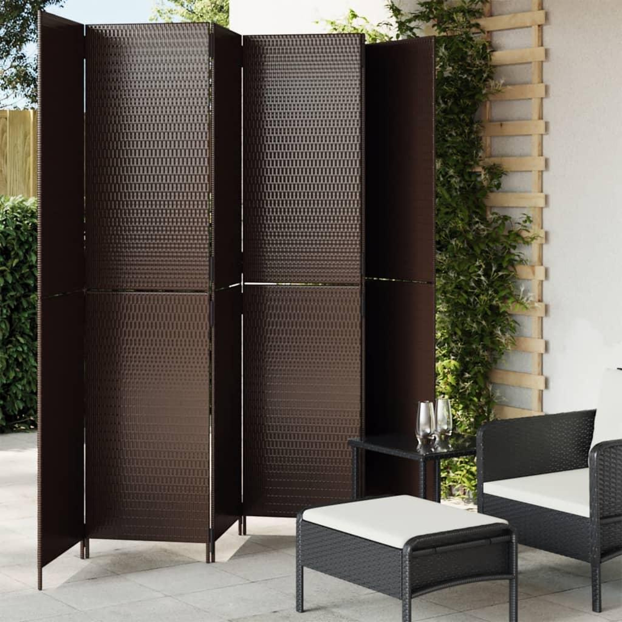 VIDAXL Cloison de separation 6 panneaux marron resine tressee