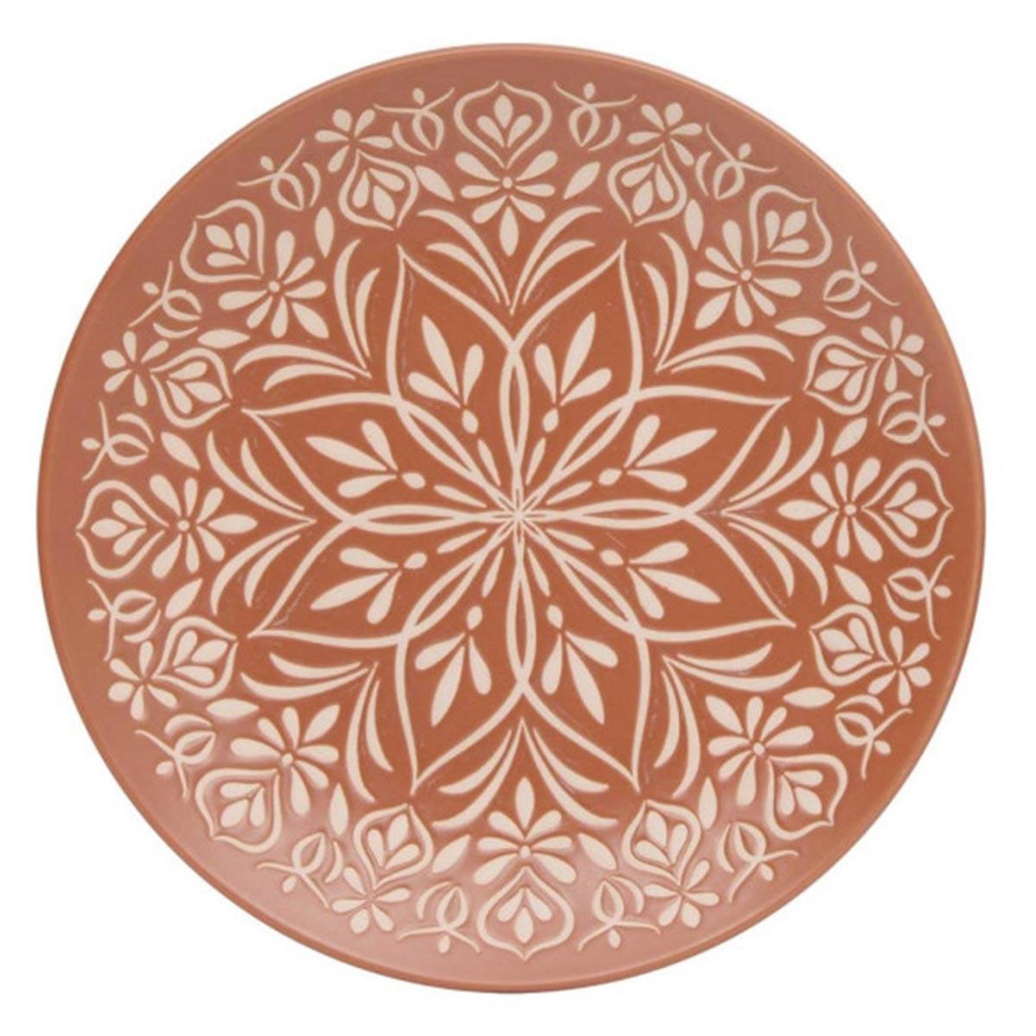 SECRET DE GOURMET Lot de 6 assiettes à dessert en céramique  inès  21cm terracotta