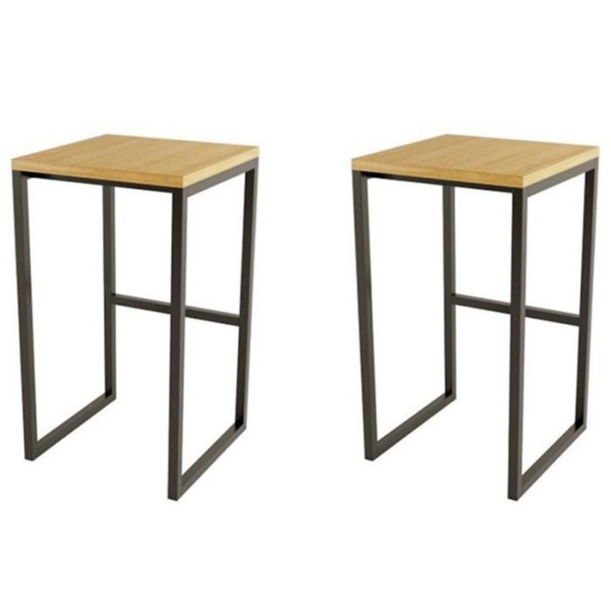 Paris Prix Lot de 2 Tabourets Design  Frame  65cm Chêne & Noir