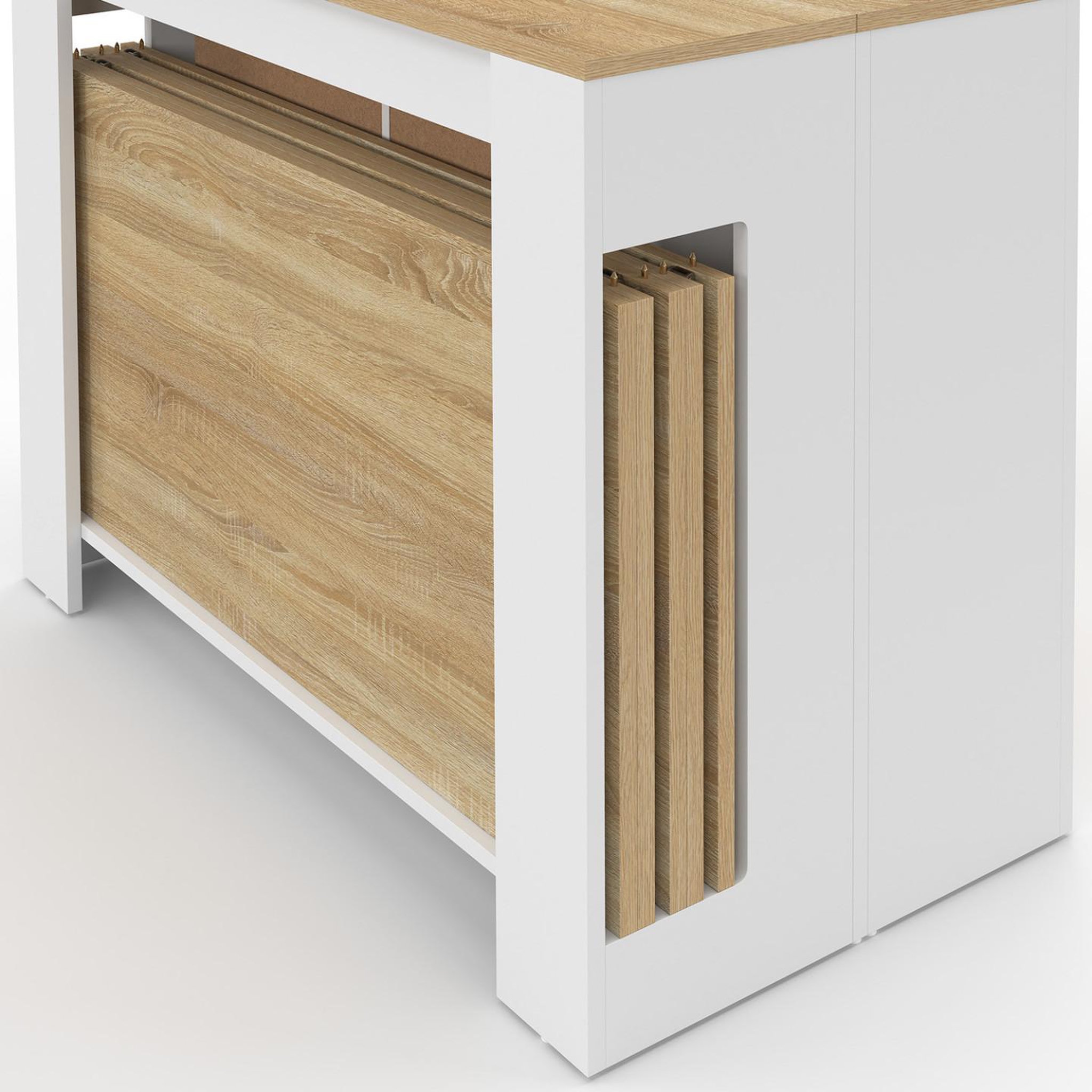 Voir la diapositive 6 : ID MARKET Table buffet extensible orlando 14 personnes 285 cm bois blanc façon hêtre
