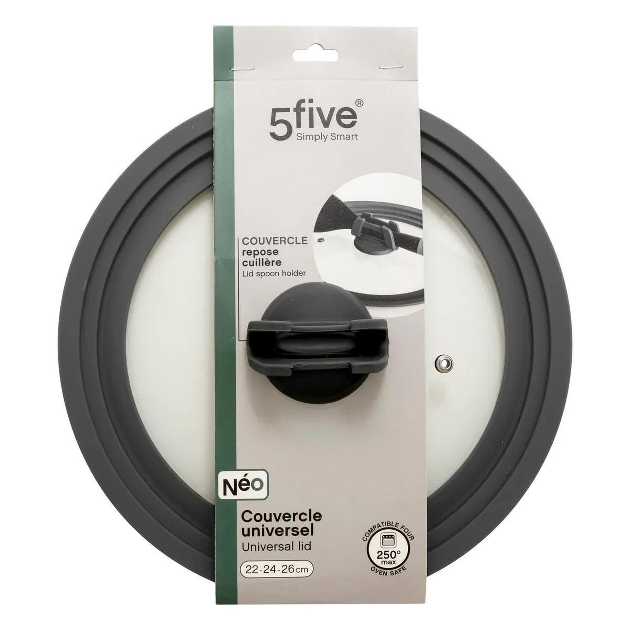 Voir la diapositive 3 : FIVE Couvercle universel cuisson  silitop  27cm gris