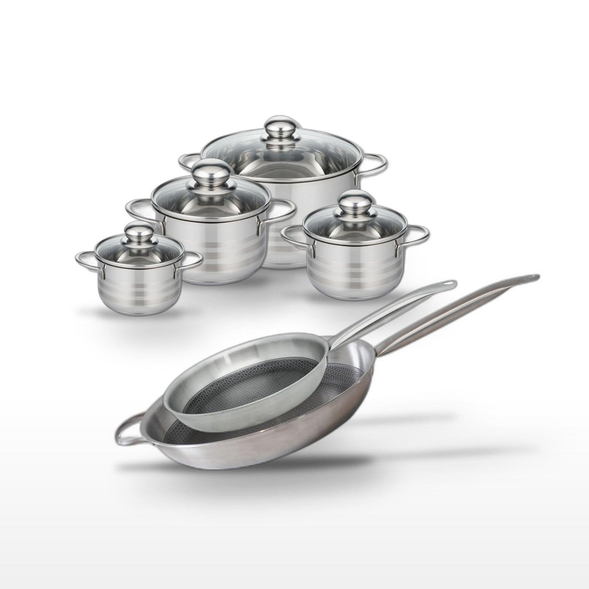 ELO Lot 2 Poêles 28/32cm et 4 Faitouts 12/14/16/24cm Elo Relief Solution