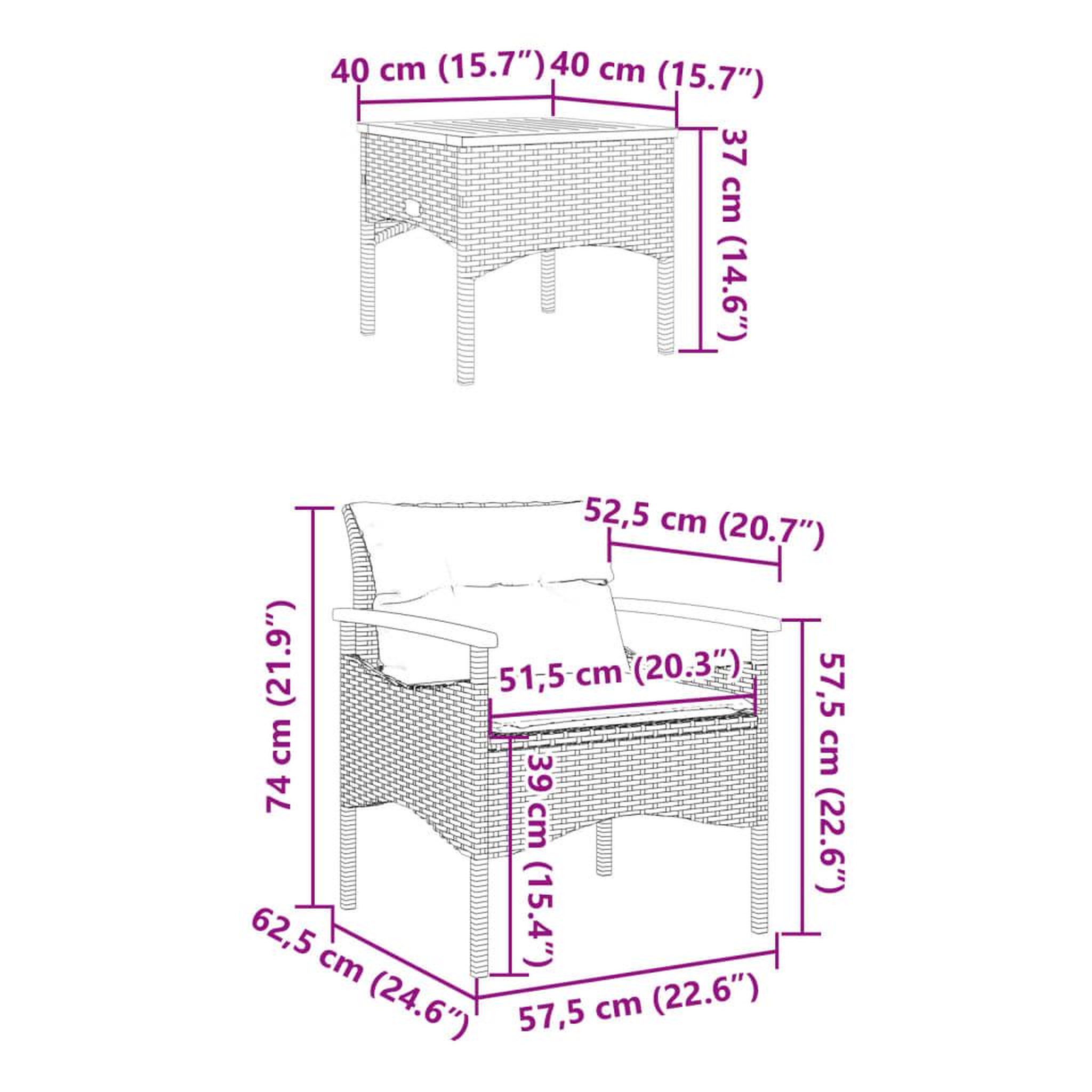 Voir la diapositive 6 : VIDAXL Salon de jardin 3 pcs avec coussins noir resine tressee