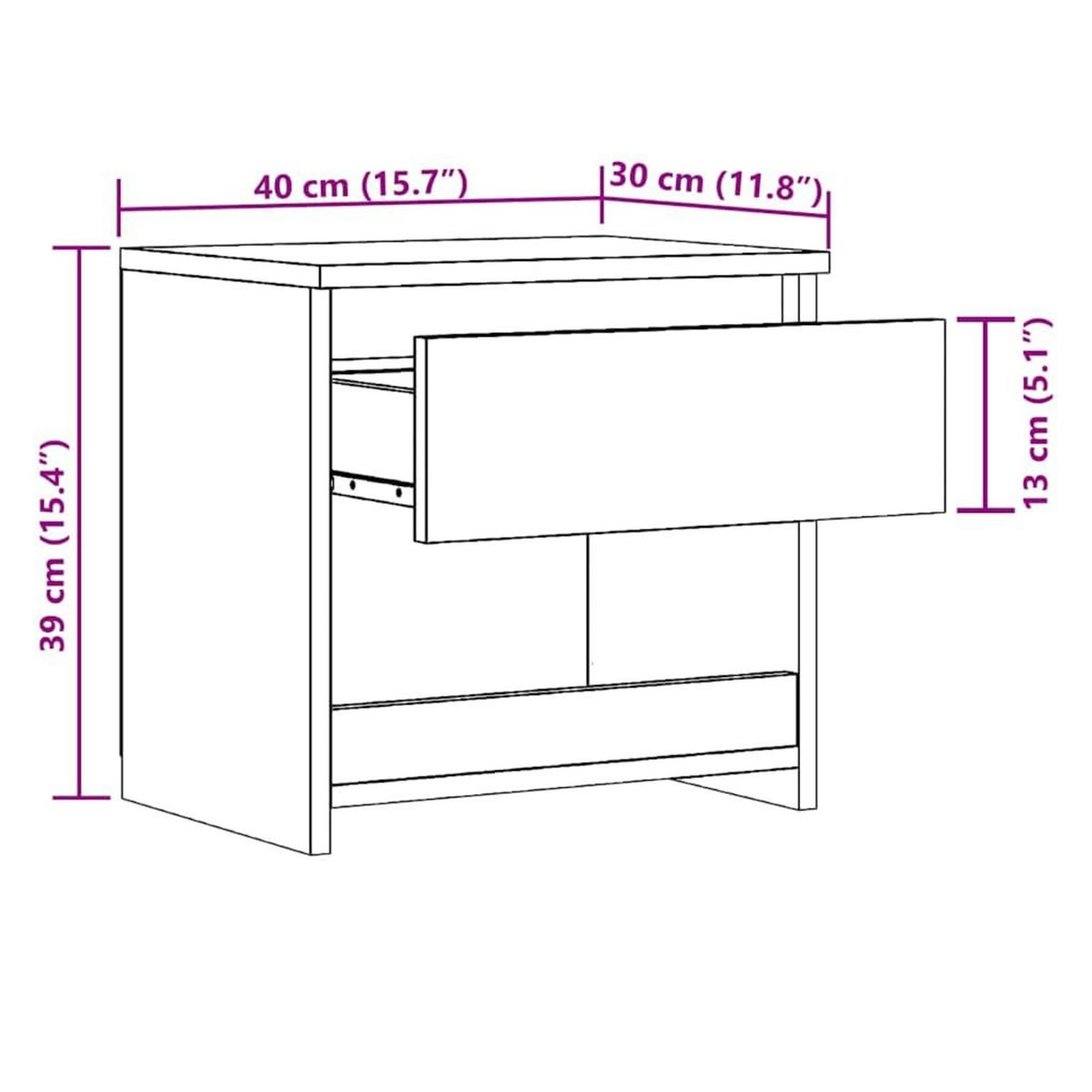 VIDAXL Table de chevet vieux bois 40x30x39 cm bois d'ingenierie