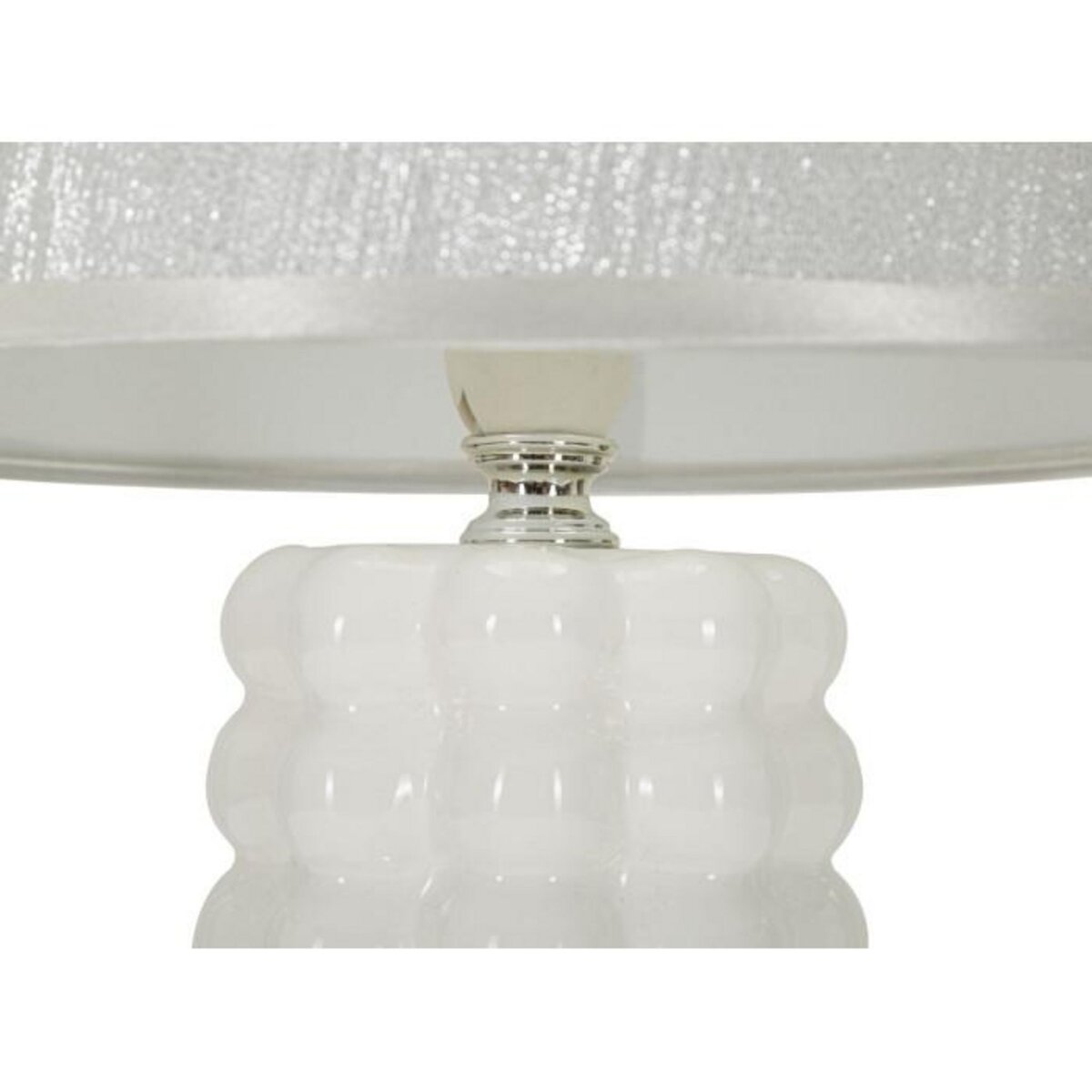 Paris Prix Lampe à Poser en Céramique  Lace  33cm Argent & Blanc