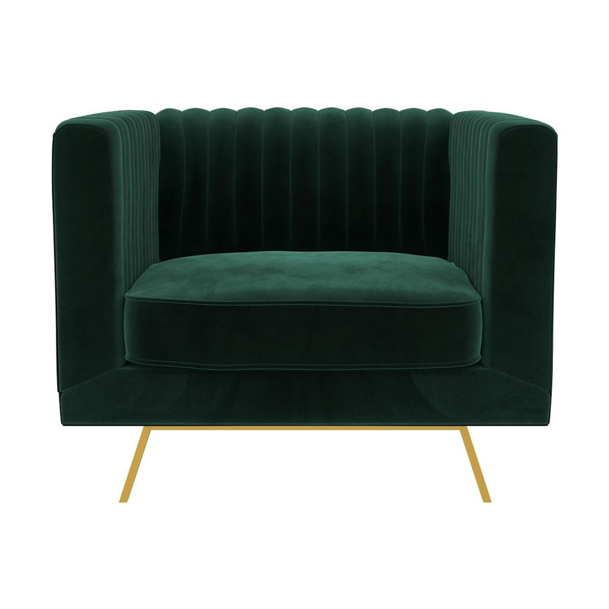 Rendez vous déco Fauteuil en velours vert foncé - Gatsby