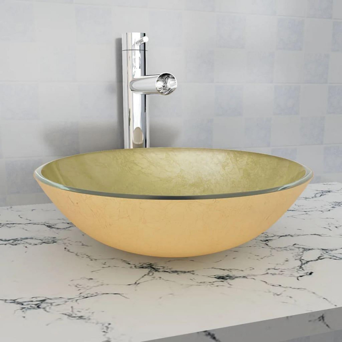 VIDAXL Lavabo Verre trempe 42 cm Dore