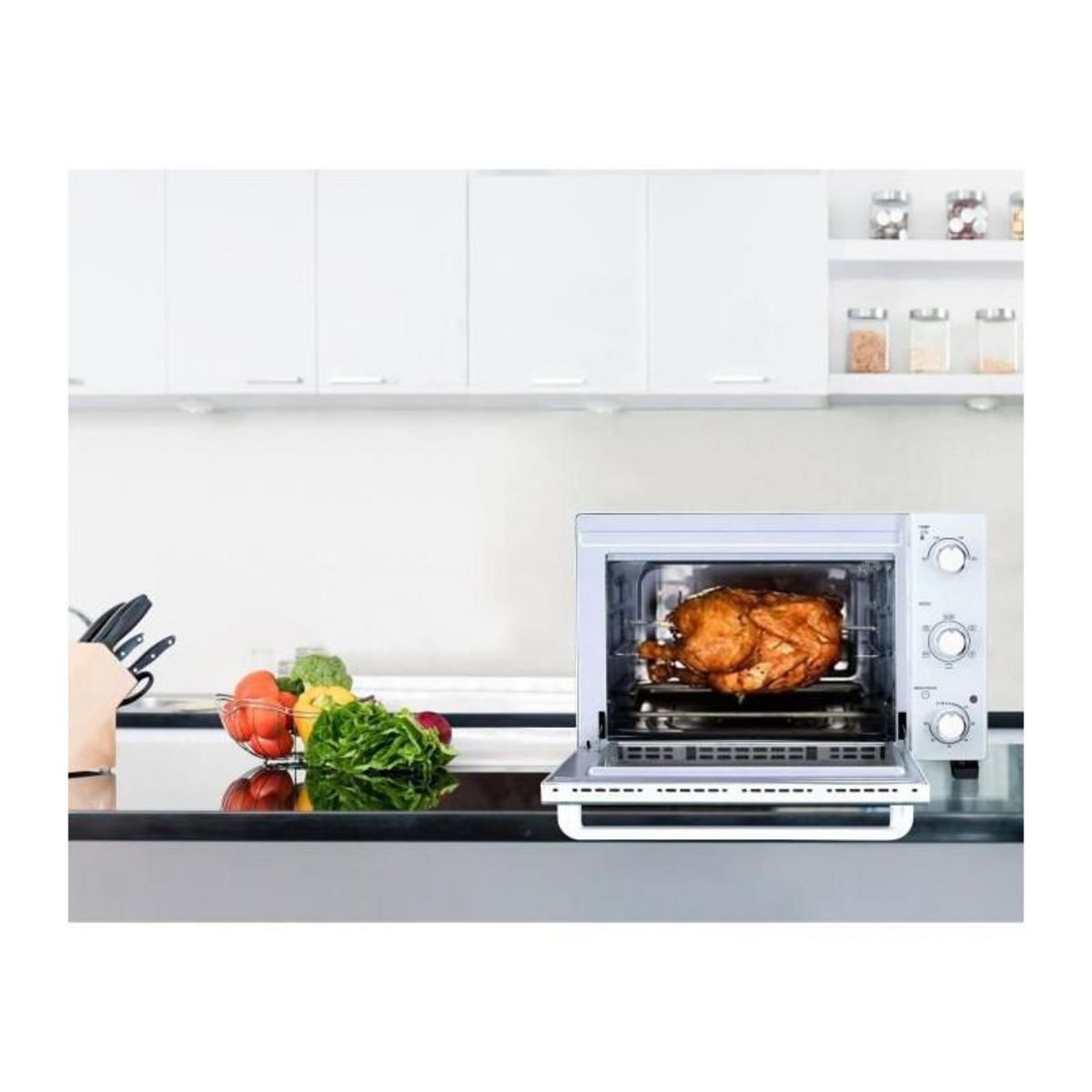 CONTINENTAL EDISON CONTINENTAL EDISON CEMF35W - Minifour electrique 35L blanc  - 1500W - Rotissoire, Convection naturelle