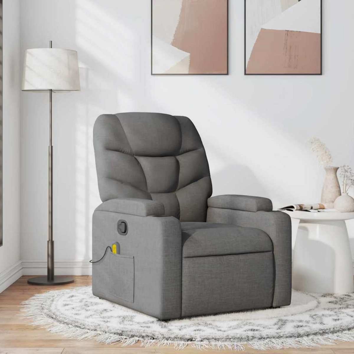 VIDAXL Fauteuil de massage inclinable Gris fonce Tissu
