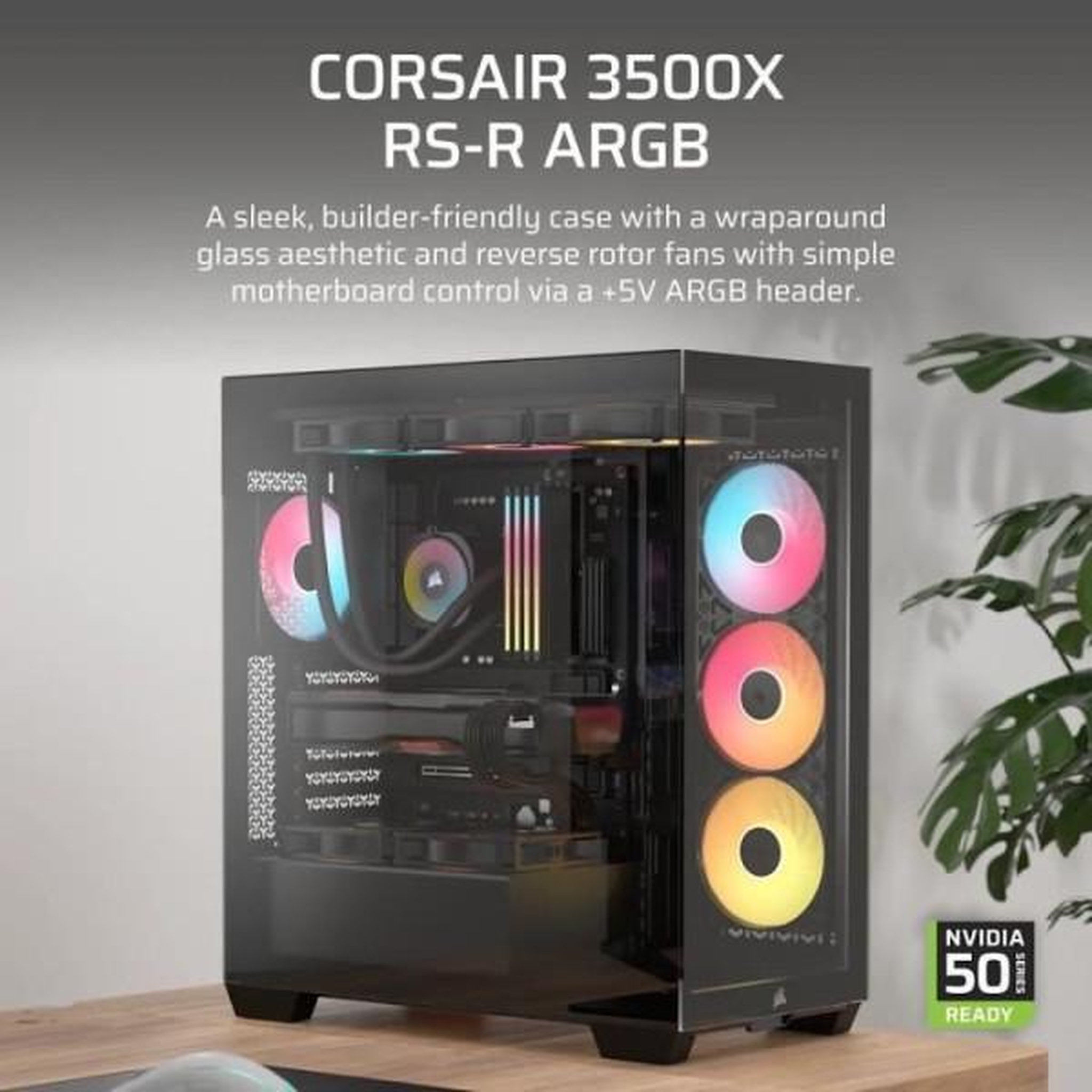 Voir la diapositive 2 : Corsair Boitier pc - corsair - 3500x rsr argb tempered glass mid-tower - 3 ventilateurs argb a rotor inversé - noir
