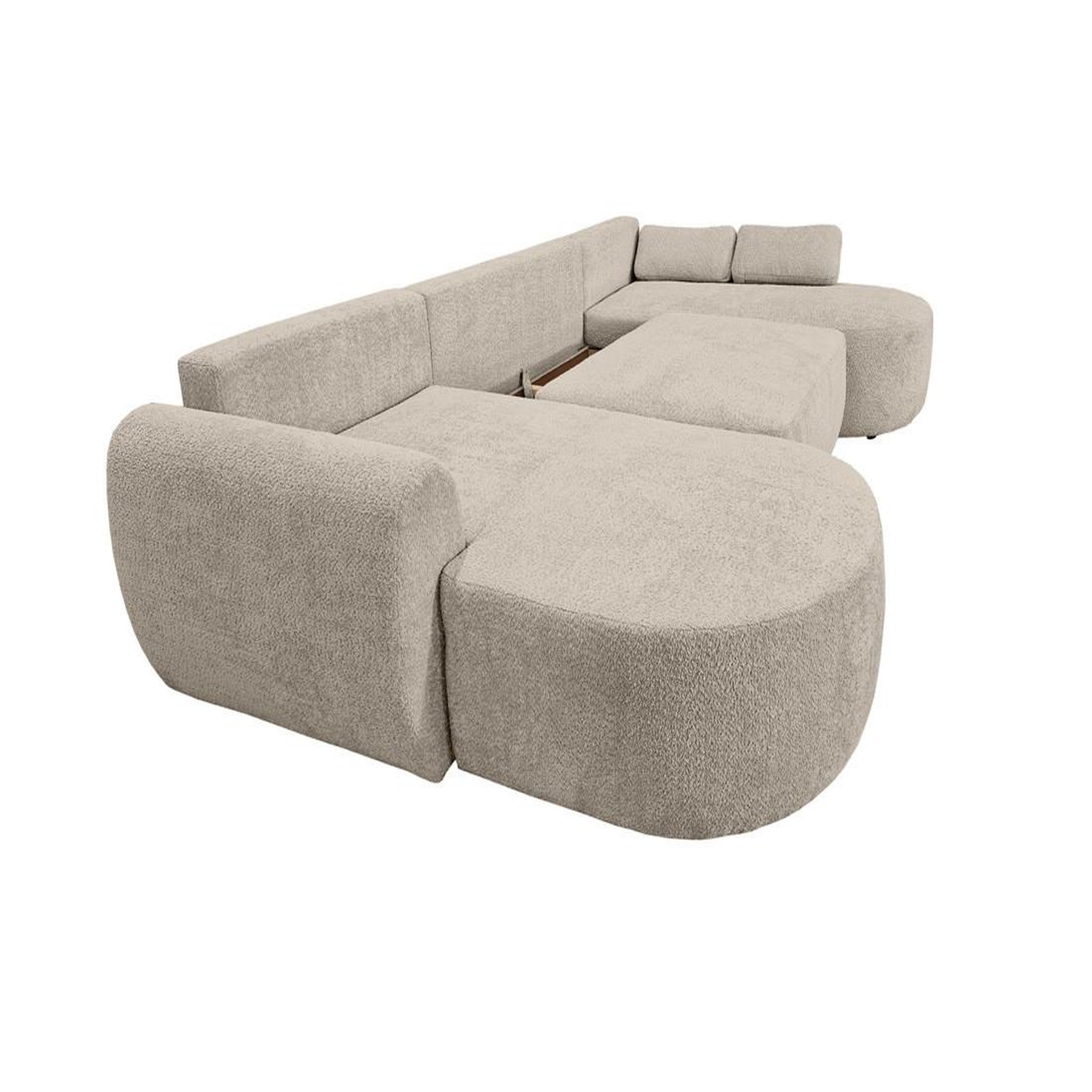 Voir la diapositive 3 : BEST MOBILIER Mahina - canapé panoramique en u 7 places - convertible avec coffre - en tissu bouclette
