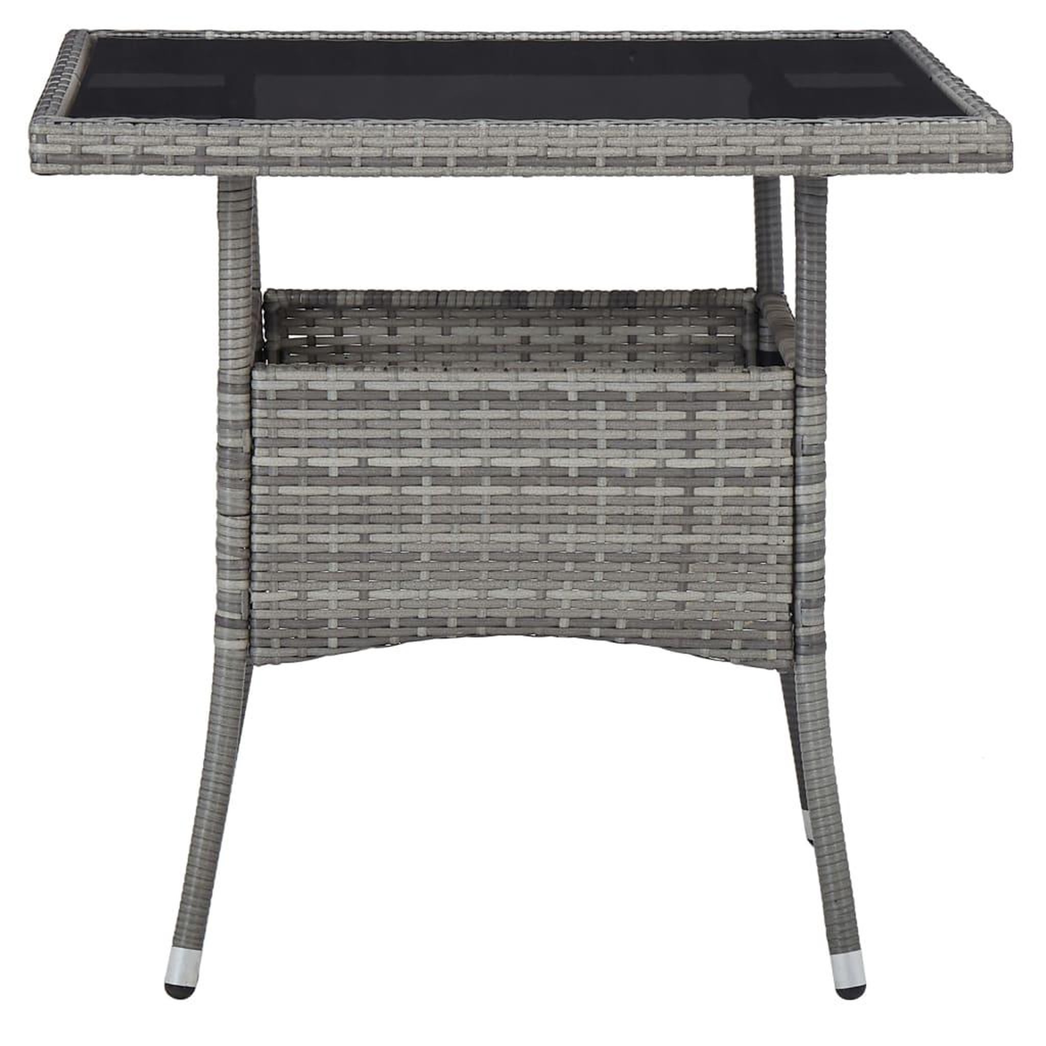 Voir la diapositive 4 : VIDAXL Ensemble a Manger jardin 5 pcs resine tressee verre trempe Gris