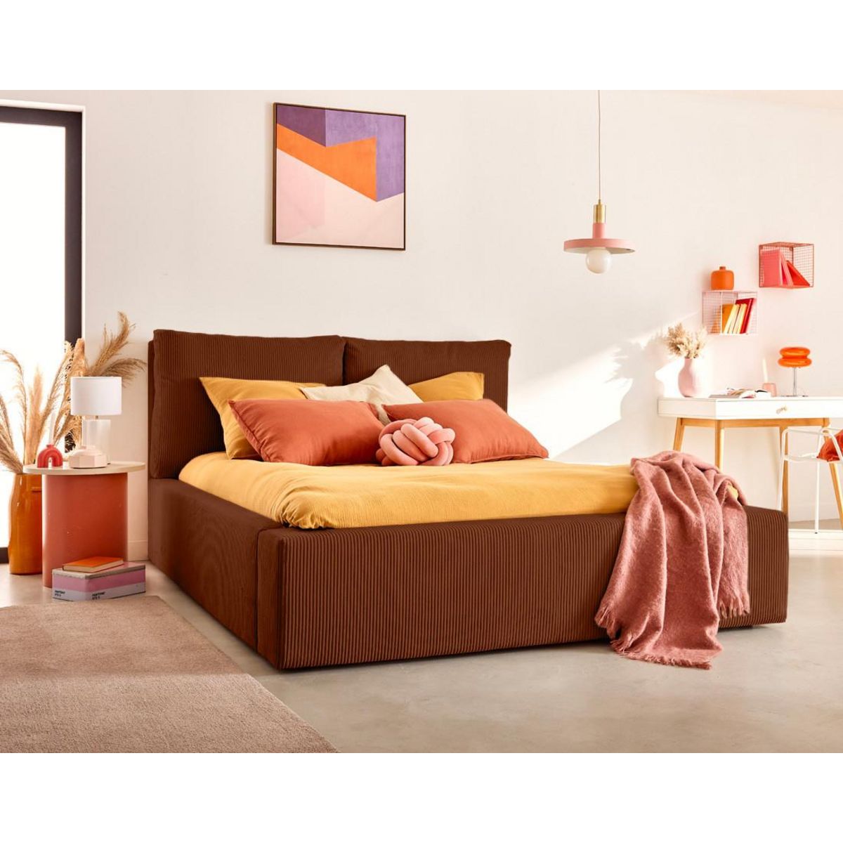 LISA DESIGN Pivoine - lit coffre - 180x200 - en velours côtelé - sommier inclus