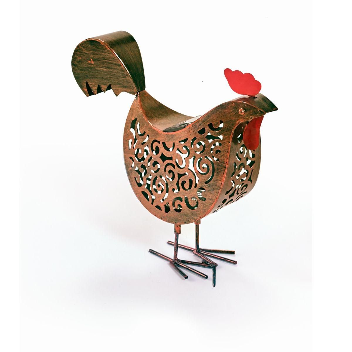 Inkazen Lot de 2 poules solaires décoratives de jardin Bronze