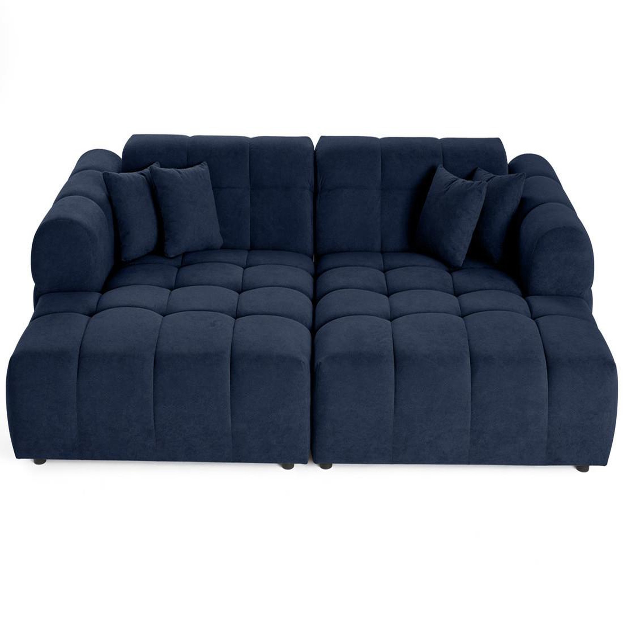 Voir la diapositive 3 : BEST MOBILIER Ray - canapé droit 4 places avec double méridienne - assise profonde - en tissu texturé