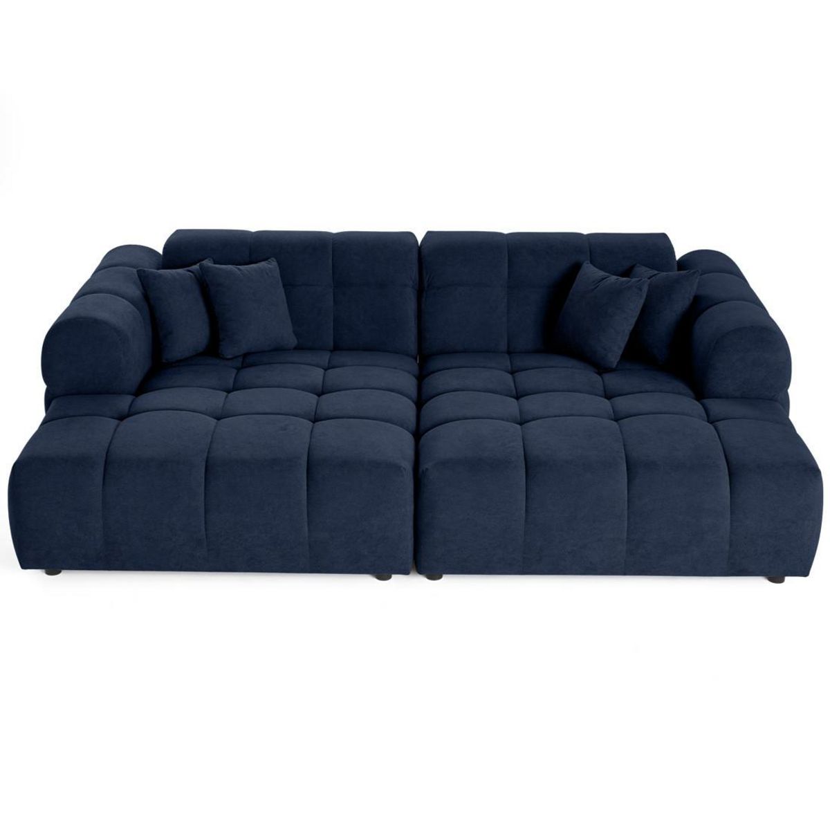 LISA DESIGN Ray - canapé droit 4 places avec double méridienne - assise profonde - en tissu texturé