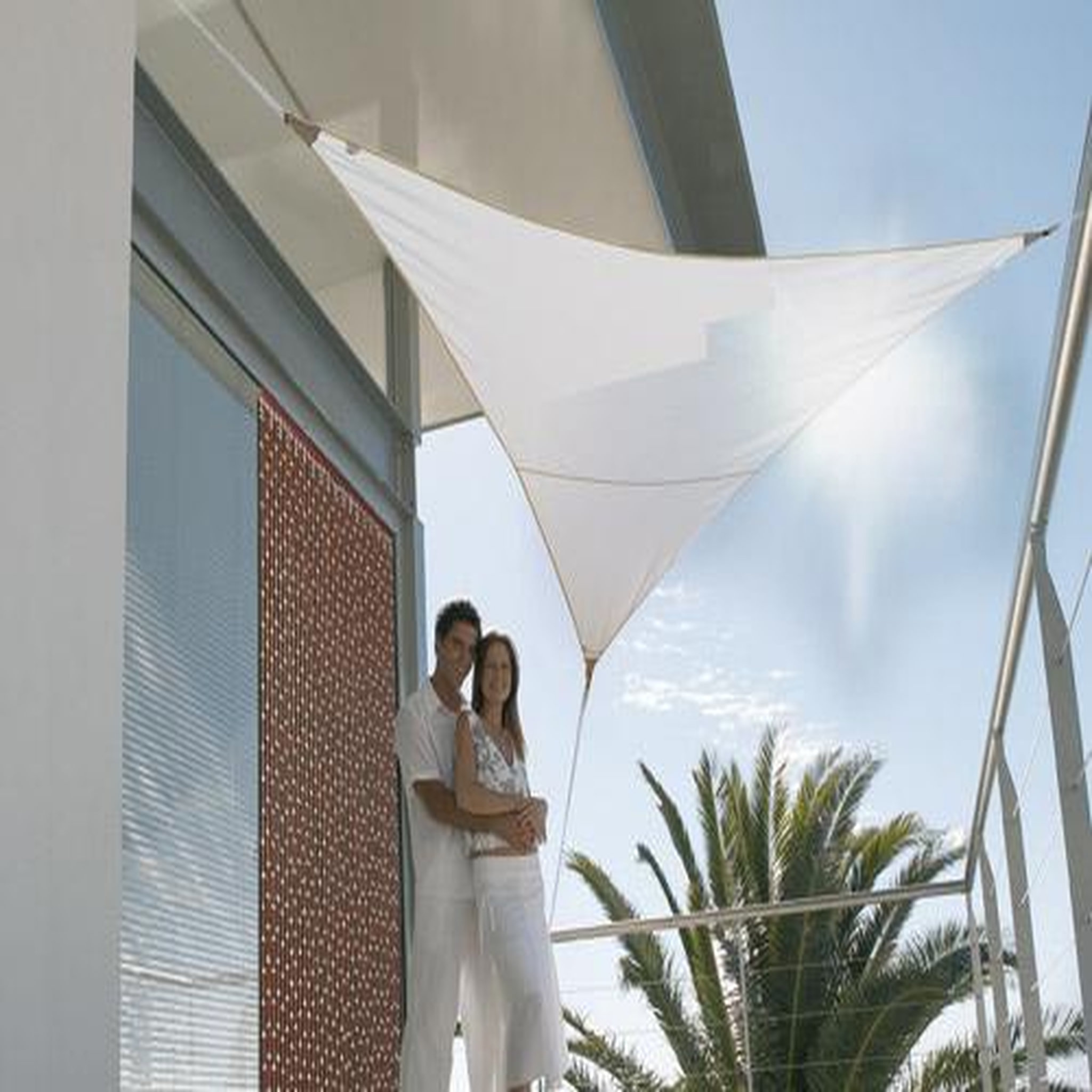 Voir la diapositive 2 : Jardiline Voile d'ombrage triangulaire serenity - 5 x 5 x 5 m - blanc - jardiline