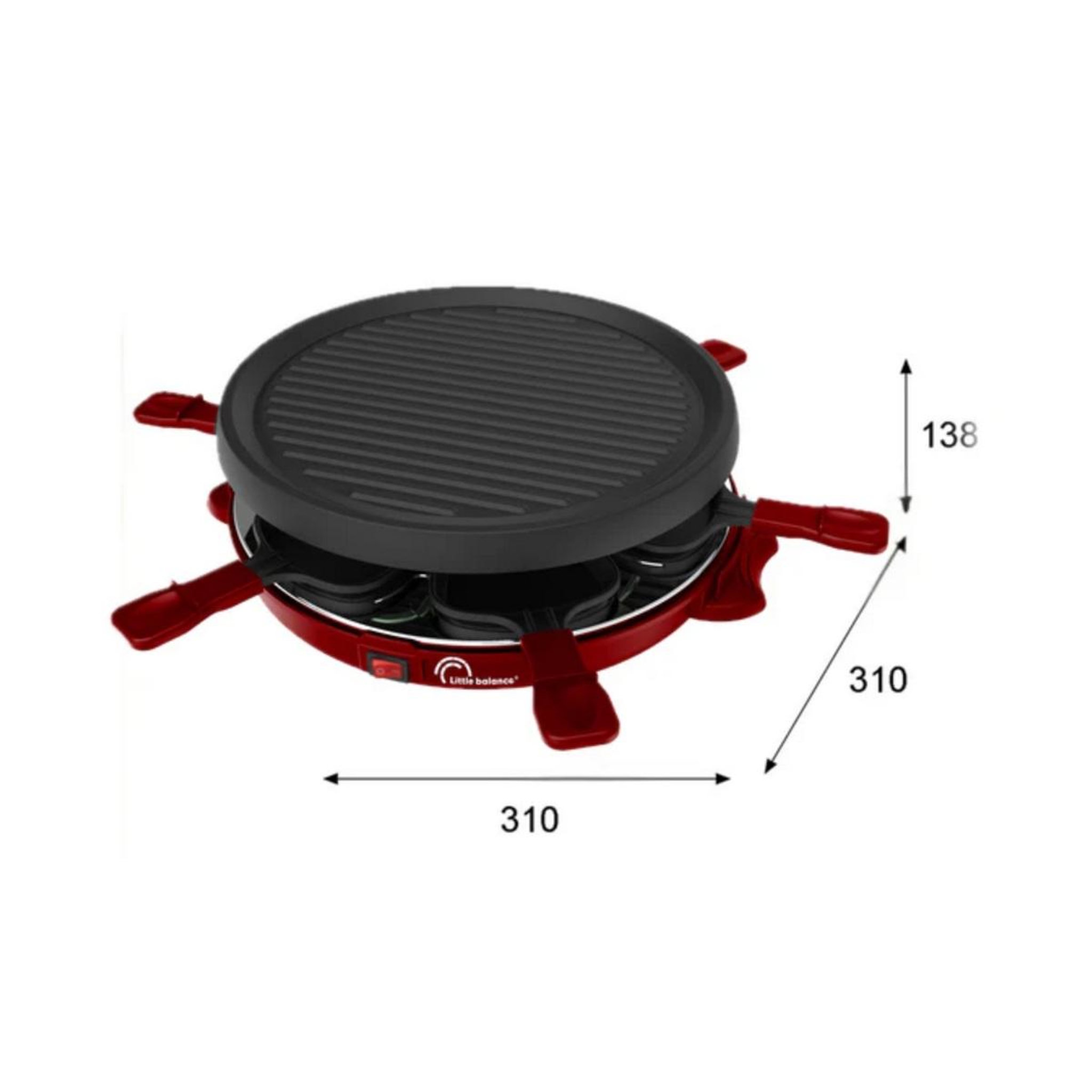 Voir la diapositive 2 : LITTLE BALANCE Appareil à raclette+grill 6 personnes 800w - 8947