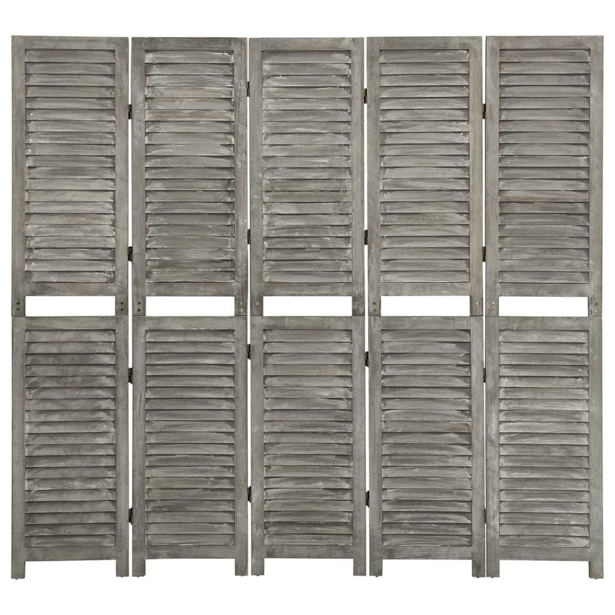 VIDAXL Cloison de separation 5 panneaux Gris 179x166 cm Bois solide