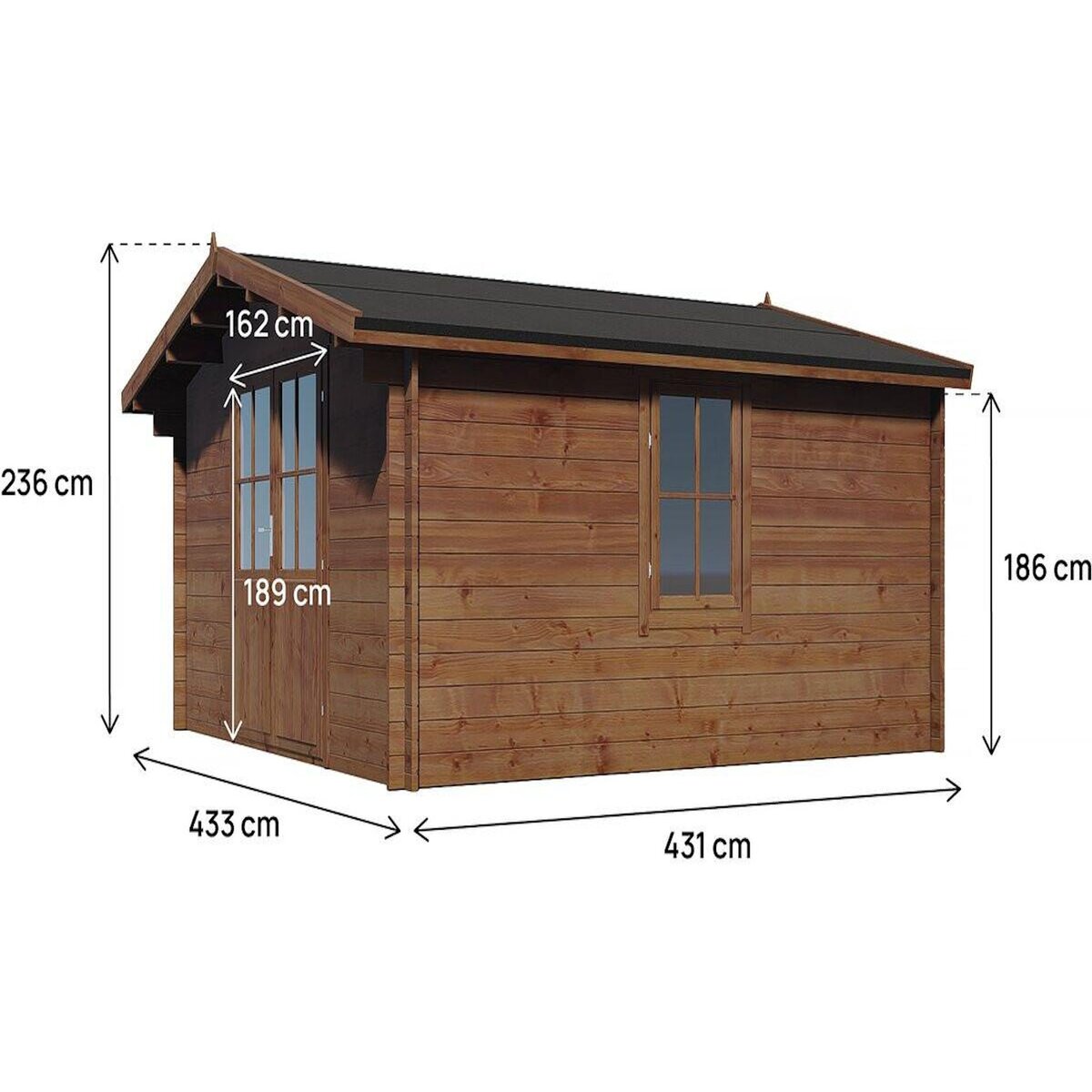 Habitat et Jardin Abri de jardin bois  traité autoclave marron  Montlaur  - 18,9 m² - 35 mm