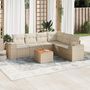 Voir la diapositive 1 : VIDAXL Salon de jardin avec coussins 7 pcs beige resine tressee