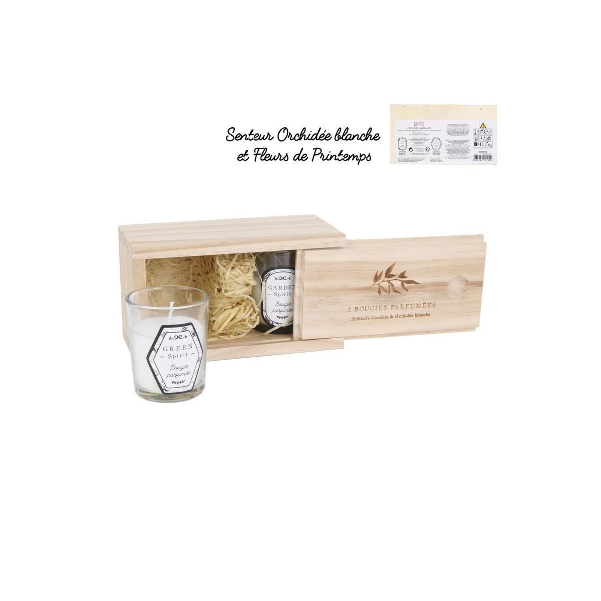 Voir la diapositive 2 : The Home Deco Factory Lot de 2 bougies parfumées  coffret bois  6cm blanc