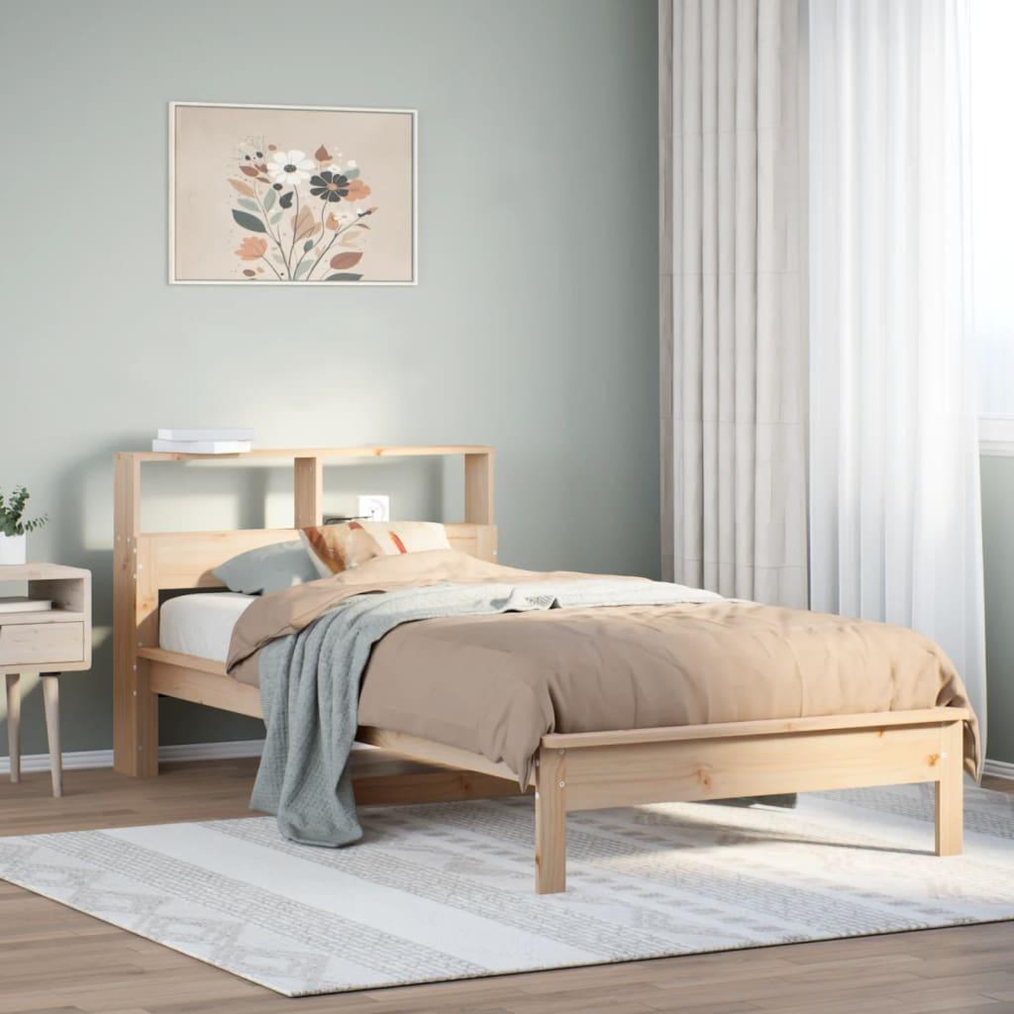 VIDAXL Lit bibliotheque sans matelas 90x200 cm bois de pin massif