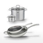 ELO Lot Poêle 32 cm et 28 cm Elo Relief Evolution avec 2 Faitouts 16 cm et 26 cm