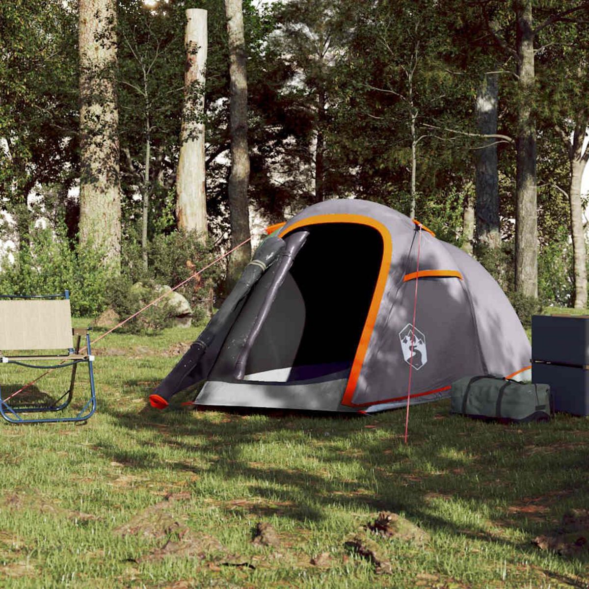 VIDAXL Tente de camping tunnel 2 personnes gris et orange impermeable