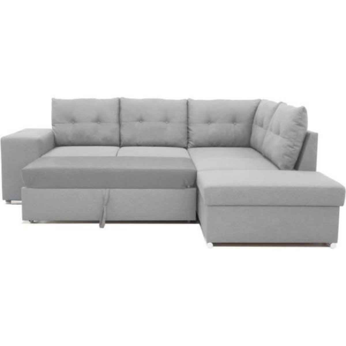 MARKET24 Canapé d'angle convertible réversible 4-5 places MITCHELL - Tissu Gris - Coffre de rangement - L 245 x P 205 x H 93 cm